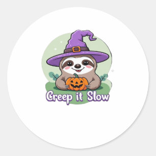 Creep It Slow � Cute Halloween Sloth Shirt with Pu Classic Round Sticker