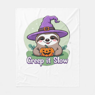 Creep It Slow � Cute Halloween Sloth Shirt with Pu Fleece Blanket