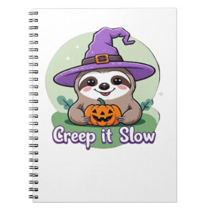 Creep It Slow � Cute Halloween Sloth Shirt with Pu Notebook