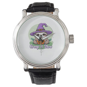 Creep It Slow – Cute Halloween Sloth Shirt with Pu Watch