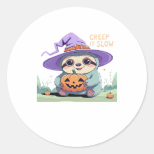Creep It Slow � Cute Sloth Halloween Shirt Funny Classic Round Sticker