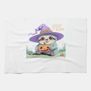 Creep It Slow � Cute Sloth Halloween Shirt  Funny  Kitchen Towel