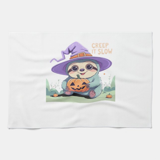 Creep It Slow � Cute Sloth Halloween Shirt  Funny  Kitchen Towel (Horizontal)