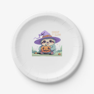 Creep It Slow � Cute Sloth Halloween Shirt  Funny  Paper Plate