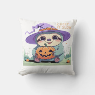 Creep It Slow � Cute Sloth Halloween Shirt  Funny  Throw Pillow