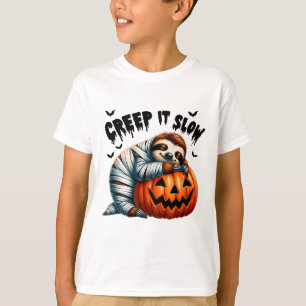 Creep It Slow Cute Sloth Mummy Jack O Lantern Hall T-Shirt
