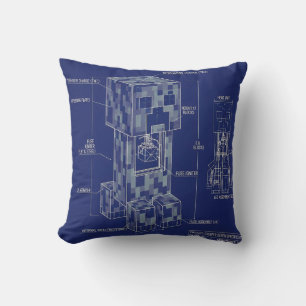 Creeper Blueprint   Vintage Schematic   Engineerin Throw Pillow