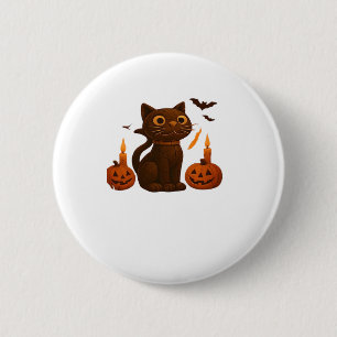Creeper Pumpkin Cat Halloween Gift Oversized T-Shi 2 Inch Round Button