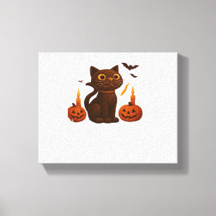 Creeper Pumpkin Cat Halloween Gift Oversized T-Shi Canvas Print