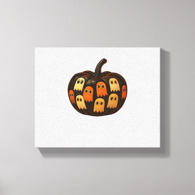 Creeper Pumpkin Ghosts Halloween Gift Classic T-Sh Canvas Print (Front)
