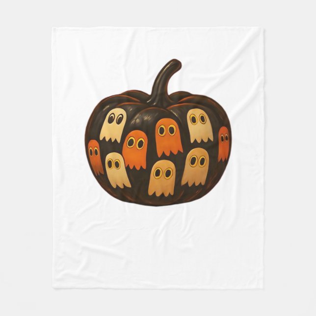 Creeper Pumpkin Ghosts Halloween Gift Classic T-Sh Fleece Blanket (Front)