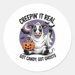 Creepin’ Cow Halloween Classic Round Sticker