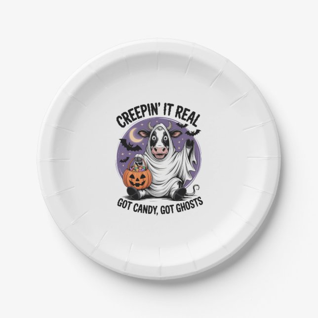 Creepin’ Cow Halloween Paper Plate (Front)