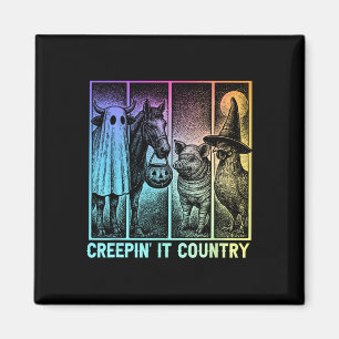 Creepin’ It Country Halloween Farm Animal Pig Cow Magnet
