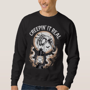 Creepin It Real Gothic Halloween Skeleton Hand Sweatshirt