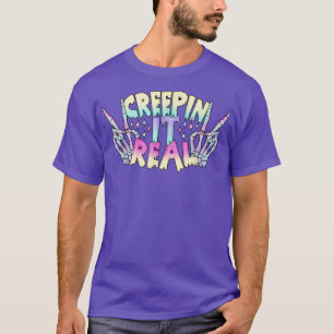 Creepin it Real Pastel Goth Aesthetic Skeleton Han T-Shirt