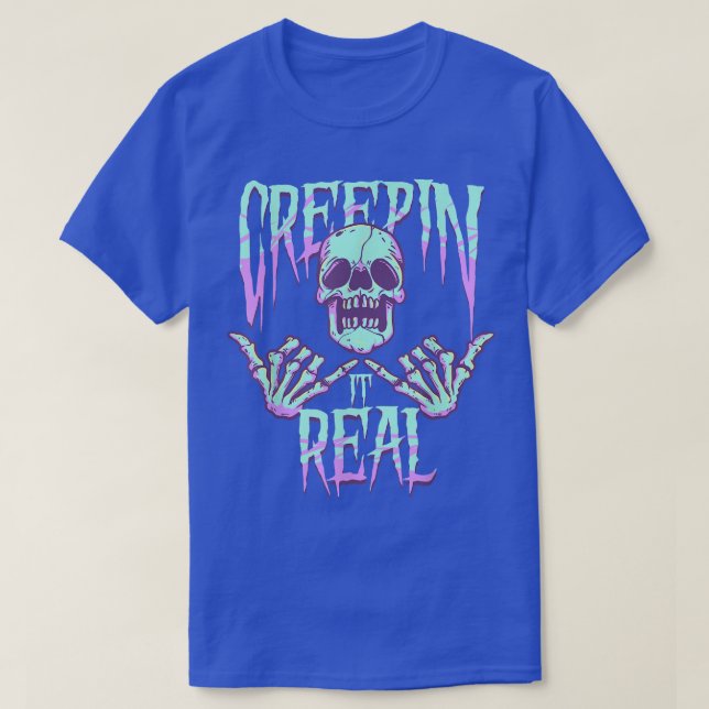 Creepin It Real Pastel Goth Skeleton Emo Punk Goth T-Shirt (Design Front)