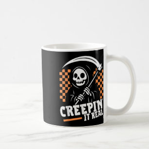 Creepin It Real Retro Grim Reaper Funny Halloween  Coffee Mug