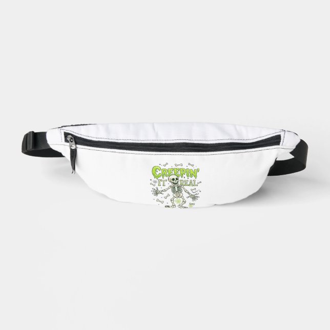 Creepin It Real Skeleton Halloween Bones Spider We Fanny Pack (Front)