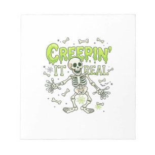 Creepin It Real Skeleton Halloween Bones Spider We Notepad