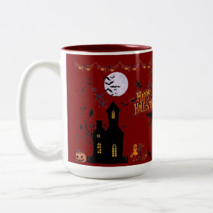 Creeping Spirits of October maroon Two-Tone Coffee Mug
