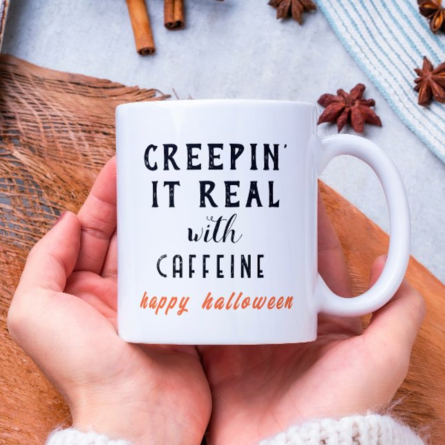 Creepin'It Real White Halloween Coffee Mug (Créateur téléchargé)
