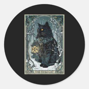 Creepmas Vintage The Yule Cat Tarot Card Dark Chri Classic Round Sticker
