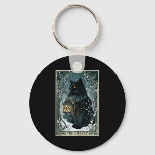 Creepmas Vintage The Yule Cat Tarot Card Dark Chri Keychain