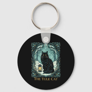 Creepmas Vintage The Yule Cat Tarot Card Dark Chri Keychain