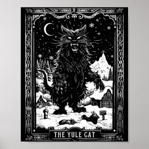 Creepmas Vintage The Yule Cat Tarot Card Dark Chri Poster