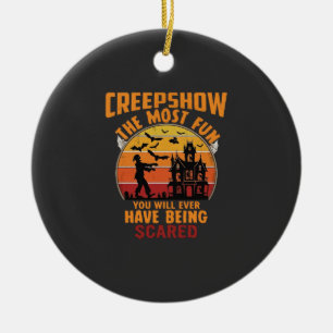 Creepshow Halloween Zombie Haunted House Sunset Ba Ceramic Ornament