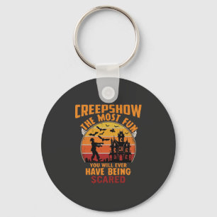 Creepshow Halloween Zombie Haunted House Sunset Ba Keychain