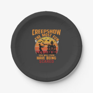 Creepshow Halloween Zombie Haunted House Sunset Ba Paper Plate