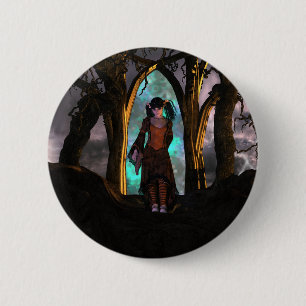 Creepy and Cute Halloween Girl 2 Inch Round Button