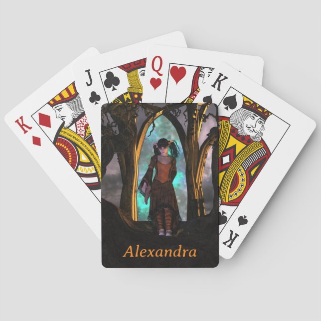 Creepy and Cute Halloween Girl Playing Cards (Back)