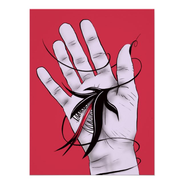 Creepy Art Weird Gothic Hand Biting Flower Monster Poster (Front)