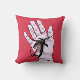 Creepy Art Weird Gothic Hand Biting Flower Monster Throw Pillow