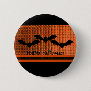 Creepy Bats Halloween Button, Orange 2 Inch Round Button