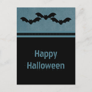 Creepy Bats Halloween Postcard, Dark Blue Postcard