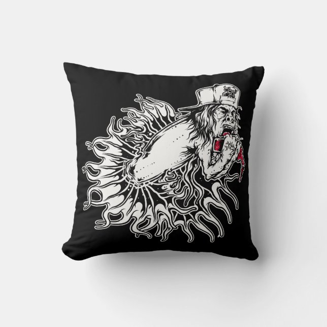 Creepy Beast Cool Graphic Throw Pillow (Front)