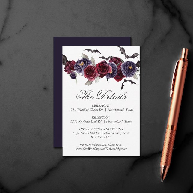 Creepy Beautiful | Dark Floral and Bats Details Enclosure Card (Creator Uploaded)