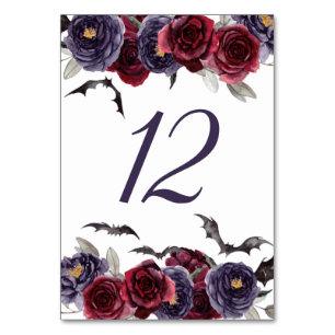 Creepy Beautiful   Dark Gothic Roses with Bats Table Number