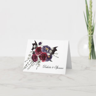 Creepy Beautiful   Dark Gothic Roses with Bats Thank You Card