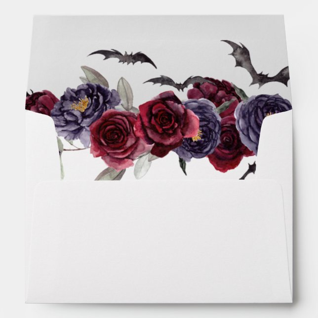 Creepy Beautiful | Gothic Floral and Bat Addressed Envelope (Back (Bottom))