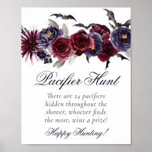 Creepy Beautiful   Gothic Floral Bat Pacifier Hunt Poster