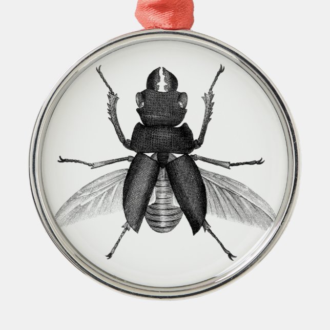 Creepy Beetle Bug with Scarey Pincher Mandibles Metal Ornament (Front)