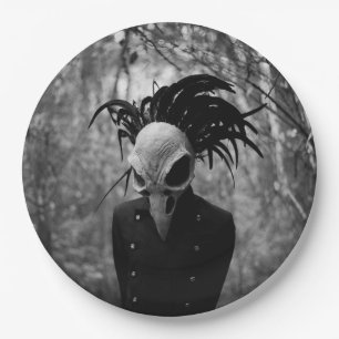 Creepy Bird Skull Halloween Paper Plate