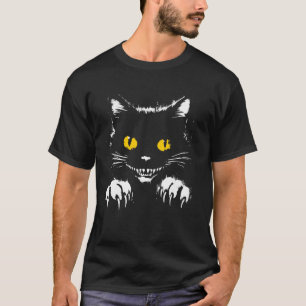 Creepy Black Cat Face - Vintage Cat Kitten Hallowe T-Shirt