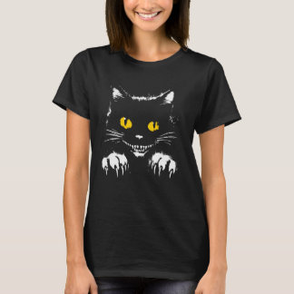 Creepy Black Cat Face - Vintage Cat Kitten Hallowe T-Shirt