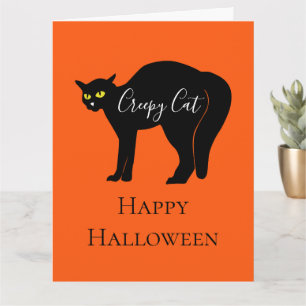 Creepy Black Cat Halloween Card